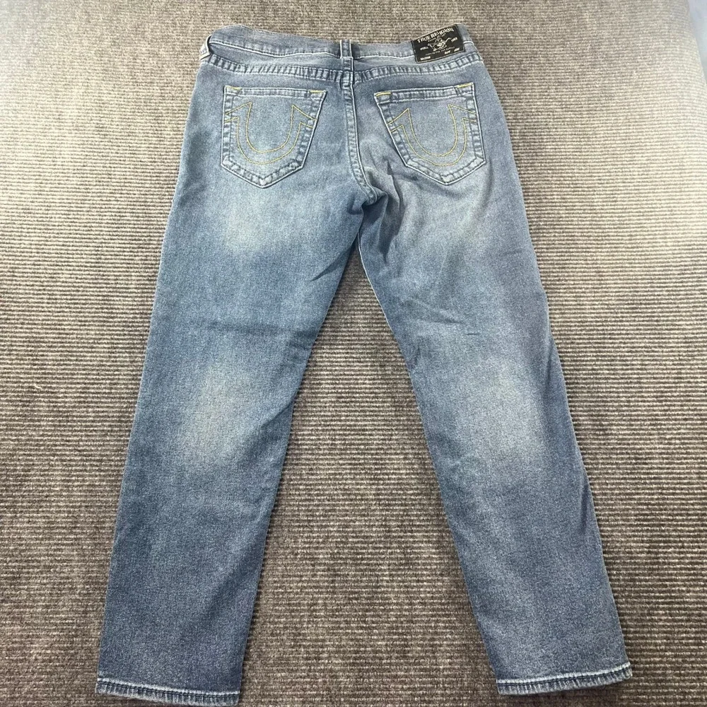True Religion Danny Tapered Jeans Mens 34x29 Blue Medium Wash Horseshoe Pocket